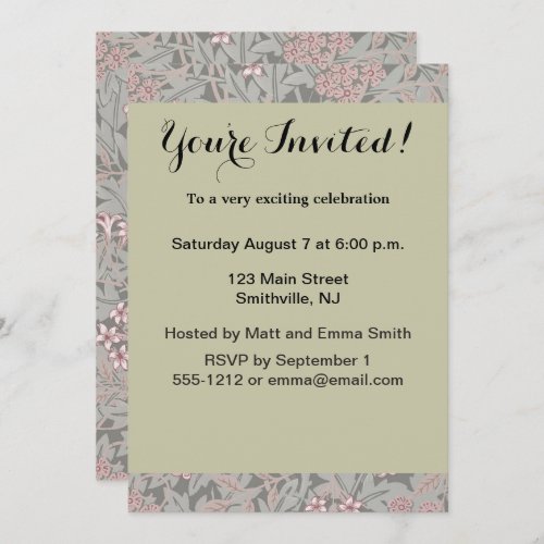 William Morris Jasmine Flower Pattern Invitation