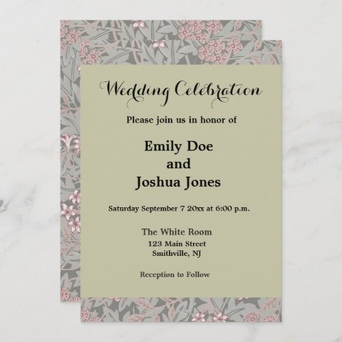 William Morris Jasmine Flower Pattern Invitation