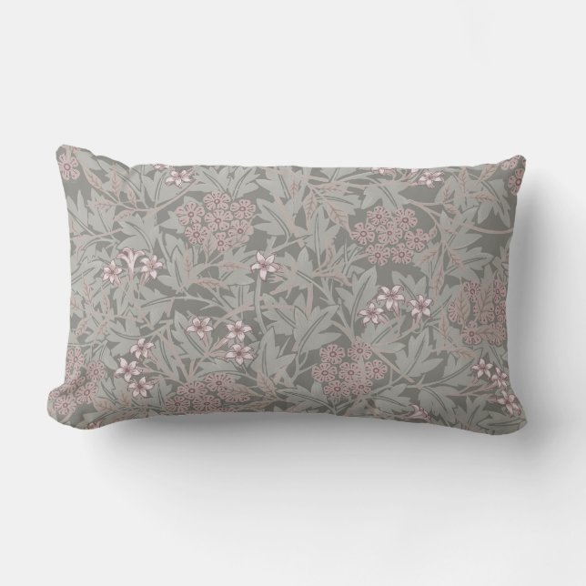 William Morris Jasmine Flower Pattern Lumbar Pillow (Front)