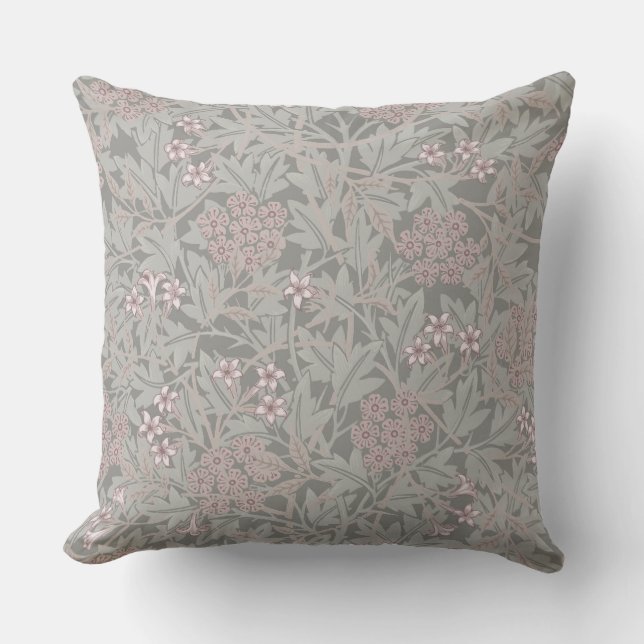 William Morris Jasmine Flower Pattern Outdoor Pillow (Front)