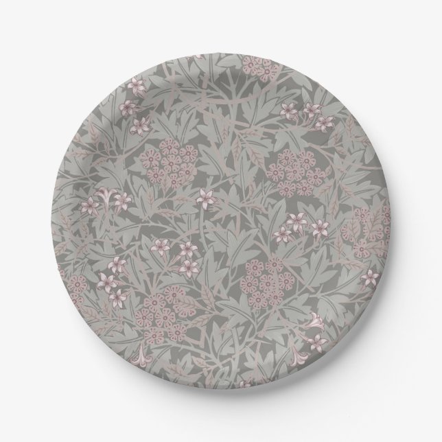 William Morris Jasmine Flower Pattern Paper Plates (Front)