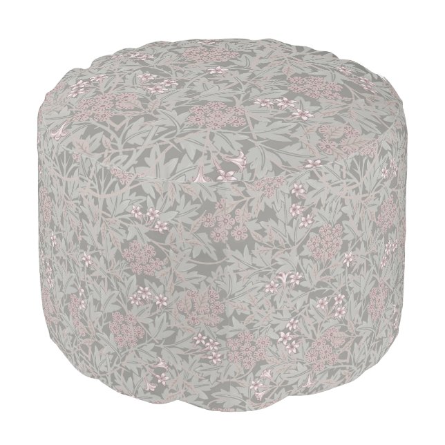 William Morris Jasmine Flower Pattern Pouf (Angled Back)