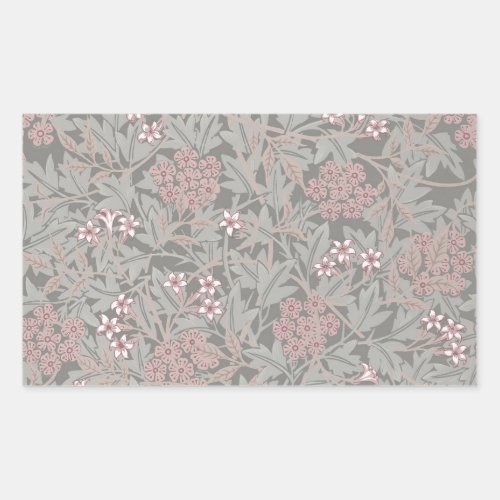 William Morris Jasmine Flower Pattern Rectangular Sticker