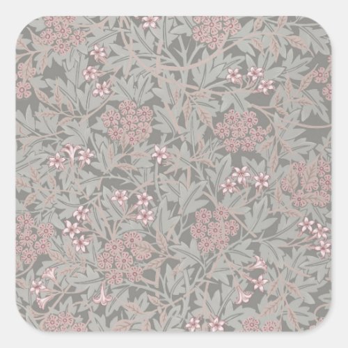 William Morris Jasmine Flower Pattern Square Sticker