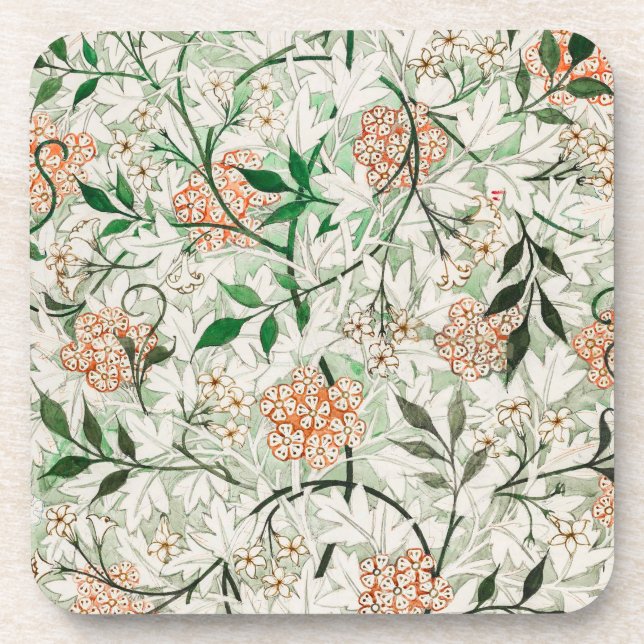 William Morris Jasmine Garden Flower Classic Beverage Coaster (Front)