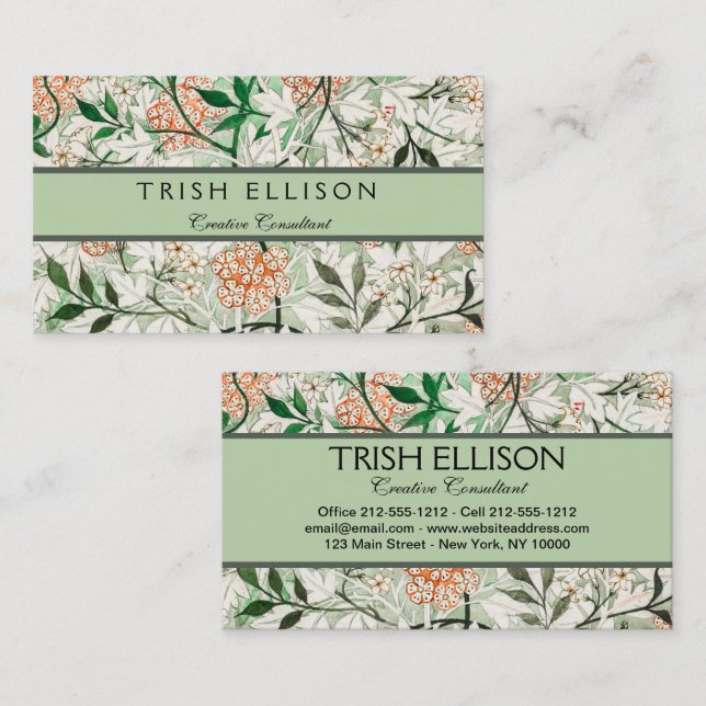 William Morris Jasmine Garden Flower Classic Business Card (Front/Back)