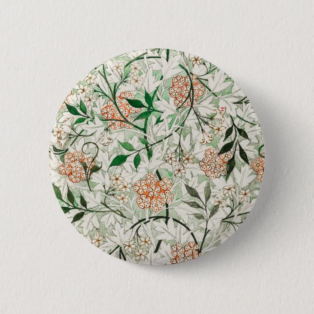 William Morris Jasmine Garden Flower Classic Button (Front)