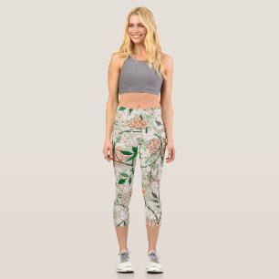 William Morris Jasmine Garden Flower Classic Capri Leggings