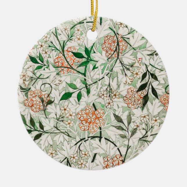 William Morris Jasmine Garden Flower Classic Ceramic Ornament (Front)
