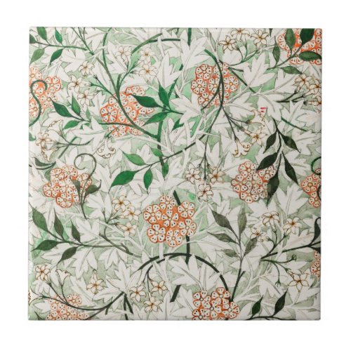 William Morris Jasmine Garden Flower Classic Ceramic Tile