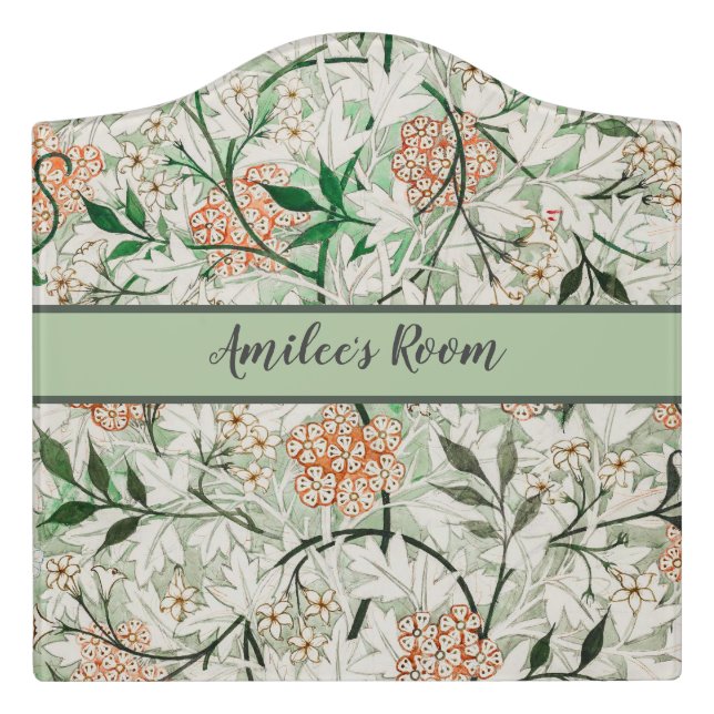 William Morris Jasmine Garden Flower Classic Door Sign (Large Crest Front)