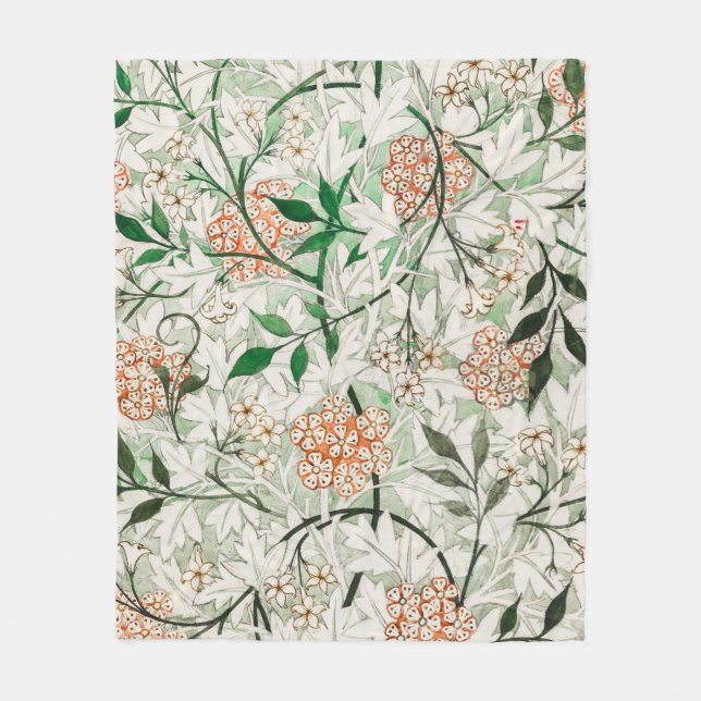 William Morris Jasmine Garden Flower Classic Fleece Blanket (Front)