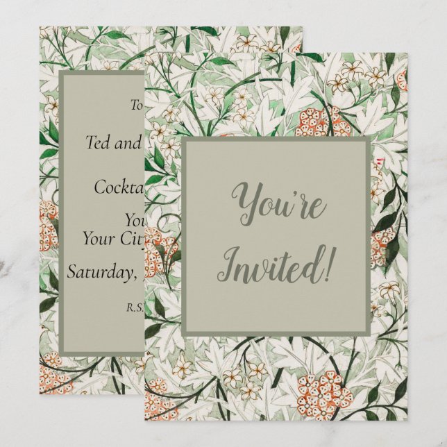 William Morris Jasmine Garden Flower Classic Invitation (Front/Back)