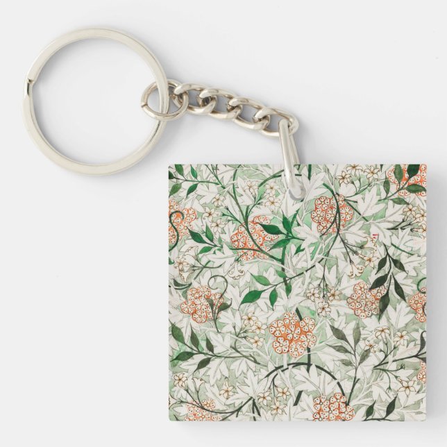 William Morris Jasmine Garden Flower Classic Keychain (Front)