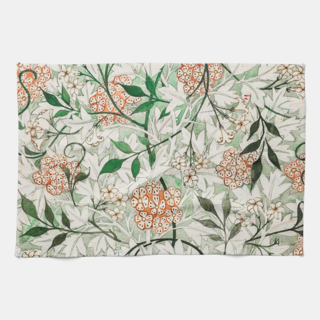 William Morris Jasmine Garden Flower Classic Kitchen Towel (Horizontal)