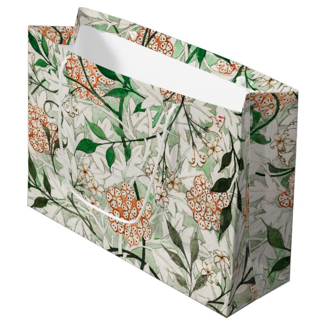 William Morris Jasmine Garden Flower Classic Large Gift Bag (Front Angled)