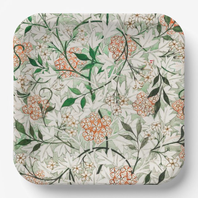 William Morris Jasmine Garden Flower Classic Paper Plates (Front)