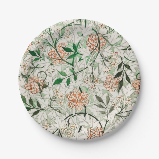 William Morris Jasmine Garden Flower Classic Paper Plates (Front)