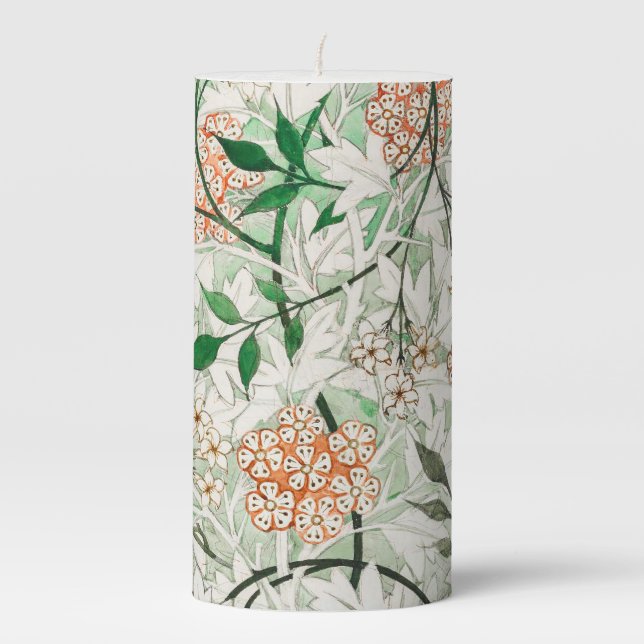 William Morris Jasmine Garden Flower Classic Pillar Candle (Front)