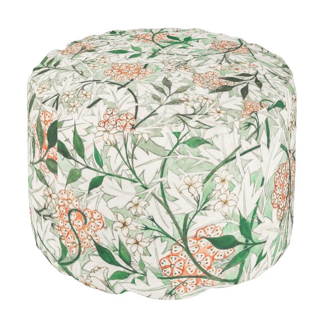 William Morris Jasmine Garden Flower Classic Pouf (Angled Back)