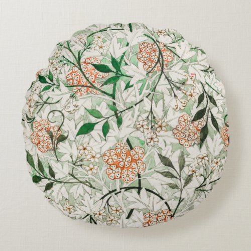 William Morris Jasmine Garden Flower Classic Round Pillow