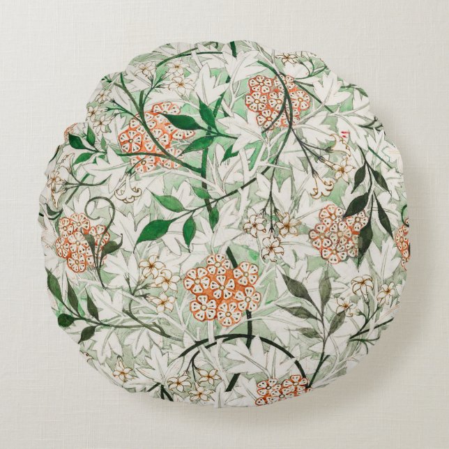 William Morris Jasmine Garden Flower Classic Round Pillow (Front)