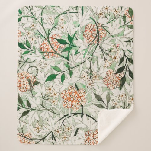 William Morris Jasmine Garden Flower Classic Sherpa Blanket