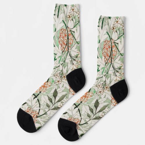 William Morris Jasmine Garden Flower Classic Socks