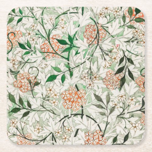 William Morris Jasmine Garden Flower Classic Square Paper Coaster