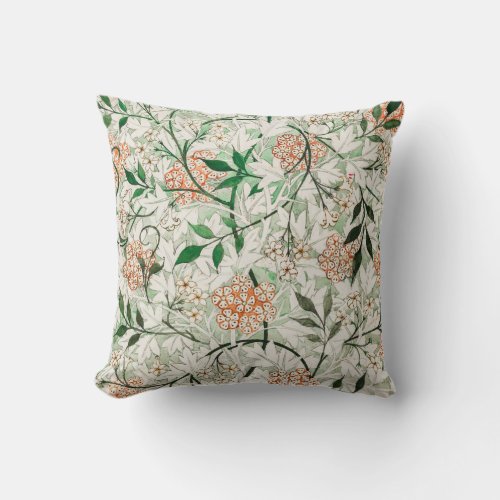 William Morris Jasmine Garden Flower Classic Throw Pillow