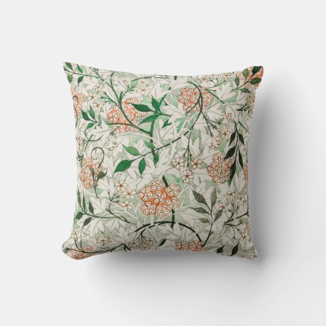 William Morris Jasmine Garden Flower Classic Throw Pillow (Front)