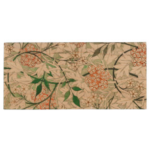 William Morris Jasmine Garden Flower Classic Wood Flash Drive