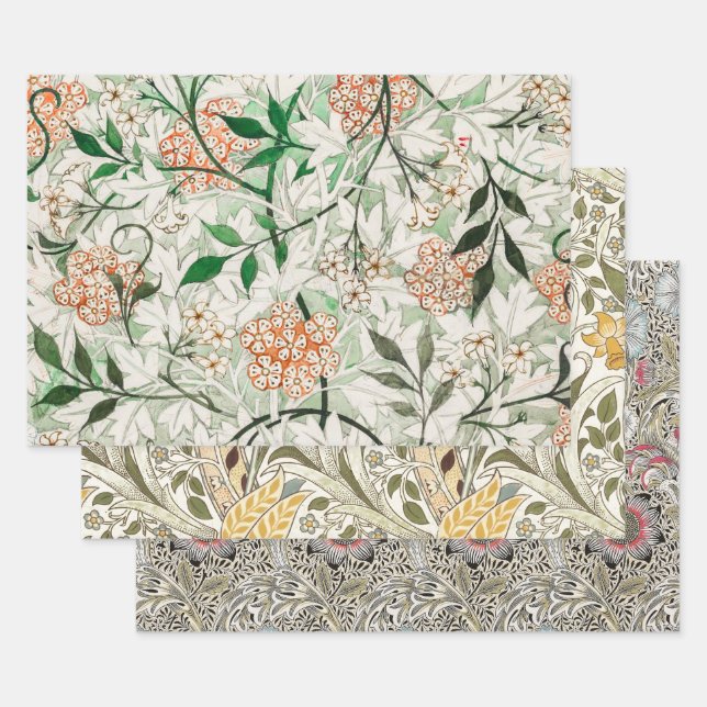 William Morris Jasmine Garden Flower Classic Wrapping Paper Sheets (Set)