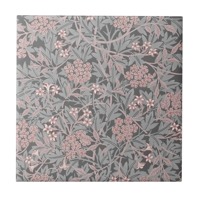 William * Morris Jasmine Pink and Gray  Ceramic Tile (Front)