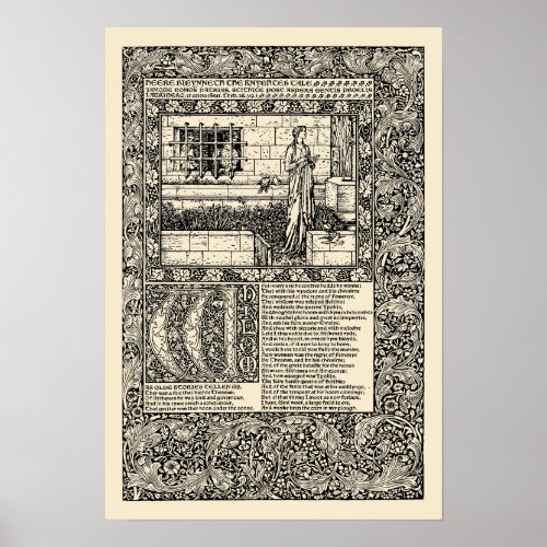 William Morris Kelmscott Press Chaucer Book Leaf Poster