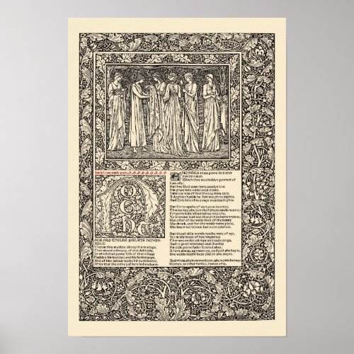 William Morris Kelmscott Press Chaucer Page Poster