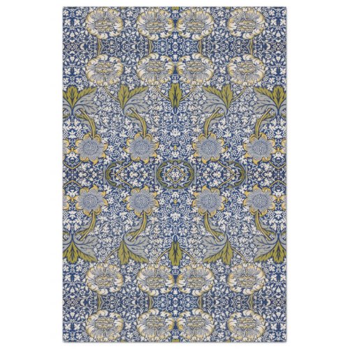 William Morris Kennet Blue White Floral Decoupage Tissue Paper