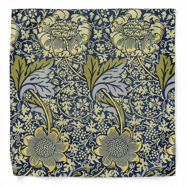 William Morris Kennet Floral Wallpaper Blue Bandana (Front)