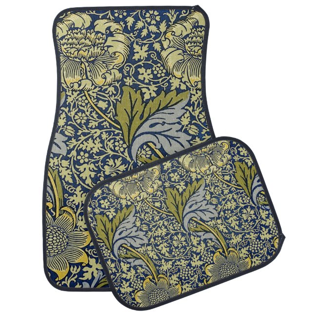 William Morris Kennet Floral Wallpaper Blue Car Floor Mat (Set)