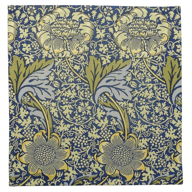 William Morris Kennet Floral Wallpaper Blue Cloth Napkin (Front)