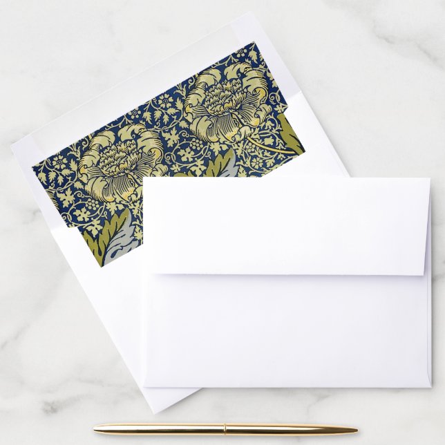 William Morris Kennet Floral Wallpaper Blue Envelope Liner (Desk)