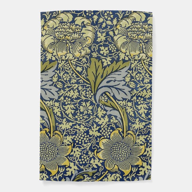 William Morris Kennet Floral Wallpaper Blue Garden Flag (Front)