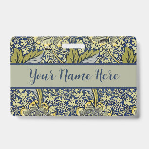 William Morris Kennet Floral Wallpaper Blue Gold Badge