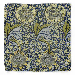 William Morris Kennet Floral Wallpaper Blue Gold Bandana
