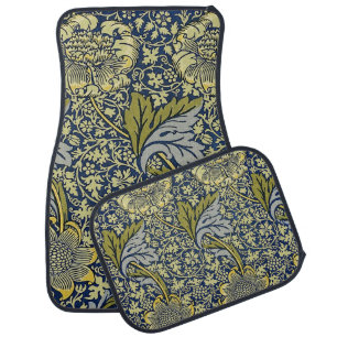 William Morris Kennet Floral Wallpaper Blue Gold Car Floor Mat