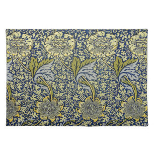 William Morris Kennet Floral Wallpaper Blue Gold Cloth Placemat