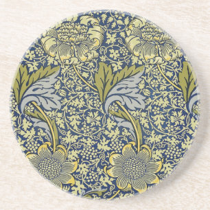 William Morris Kennet Floral Wallpaper Blue Gold Coaster