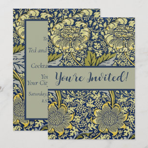 William Morris Kennet Floral Wallpaper Blue Gold Invitation