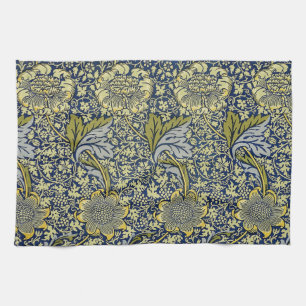 William Morris Kennet Floral Wallpaper Blue Gold Kitchen Towel