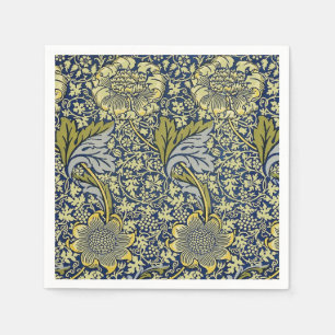 William Morris Kennet Floral Wallpaper Blue Gold Napkins